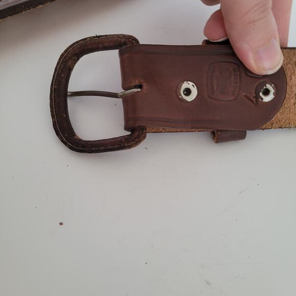 Mexican Men's Geniue Leather Casual Belt Size 40 100 Brown Aztec Braided Tooled - Picture 7 of 7